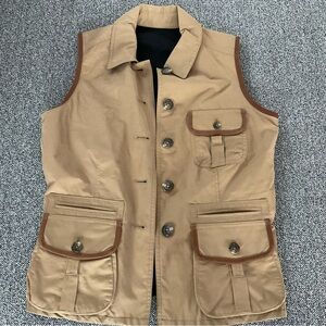 Ralph Lauren Women’s Vest SZ Small Reversible Tan/Black